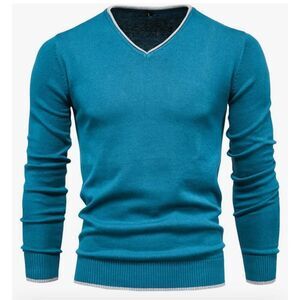 NEW Men's Cotton V Neck Sweater Knit Long Sleeve Pullover 2X
